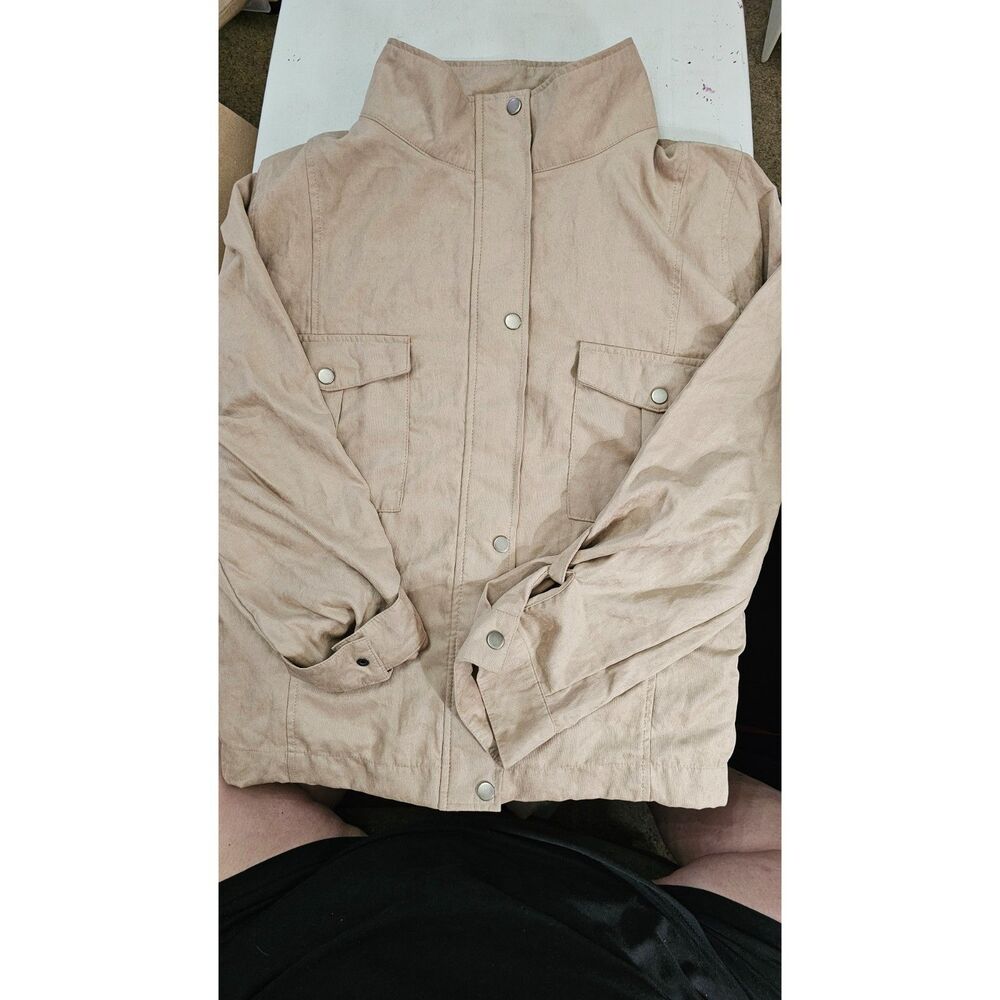 Korye Peach Skin Utility Jacket Blush Pink 3XL Roll Tab Sleeves NWT - Picture 3 of 3